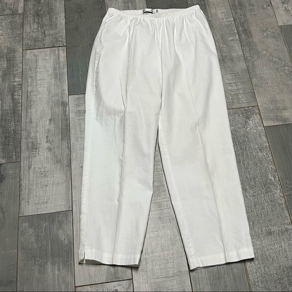 Cut Loose linen Lyocell White Taper High Waist blend Crop Split Hem Pant S
